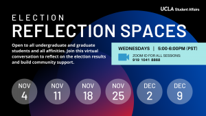 flyer for student affairs election reflection spaces