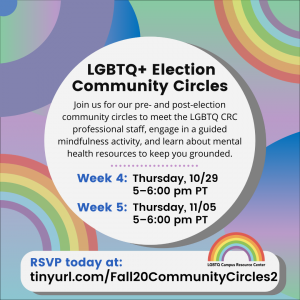 flyer for lgbtq+ election community circles