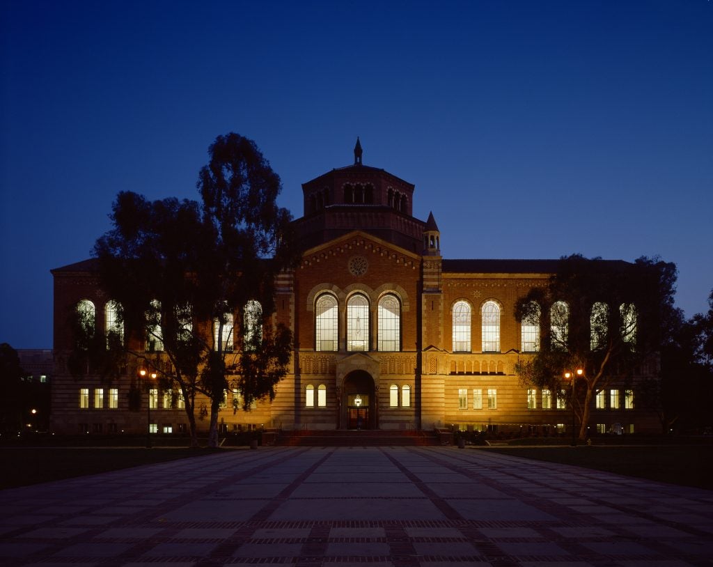 powell library building at night