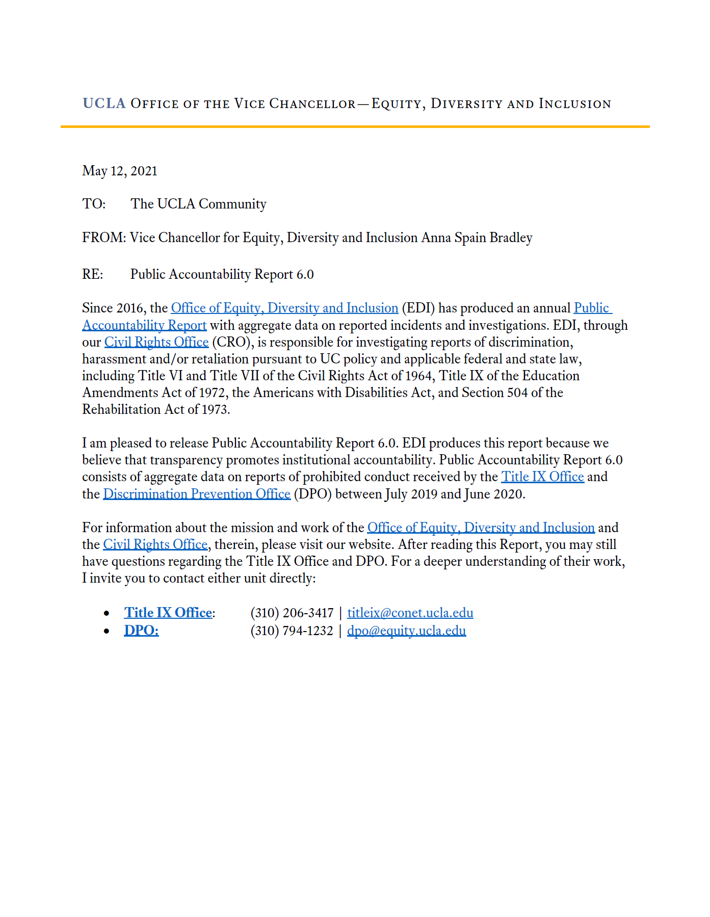 Public Accountability Reports UCLA Equity, Diversity & Inclusion