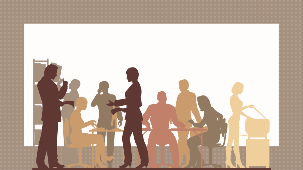 graphic of diverse people in an office space