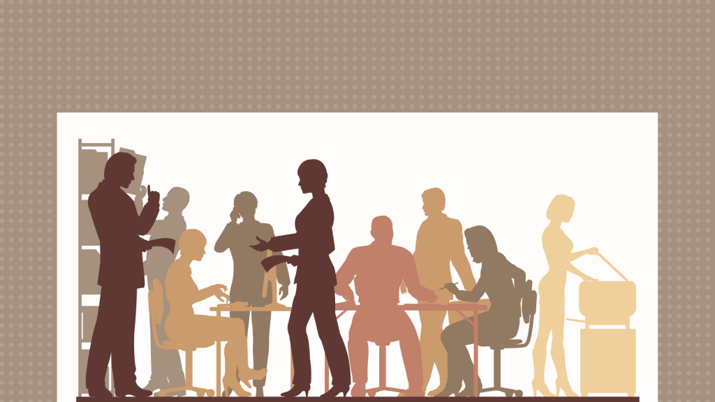 graphic of diverse people in an office space