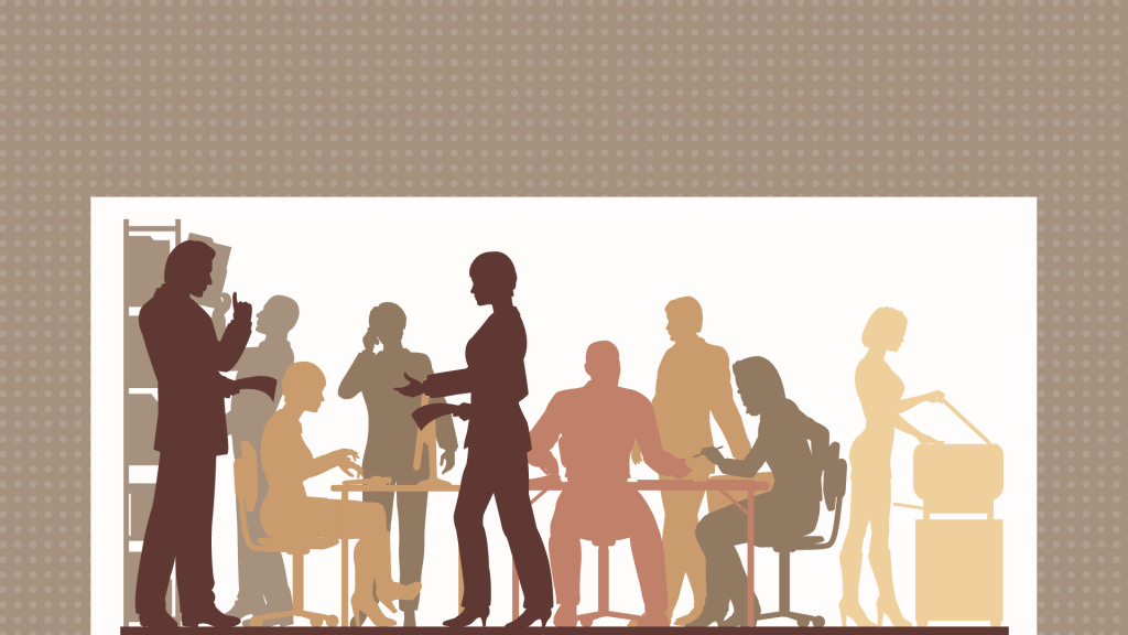 graphic of diverse people in an office space