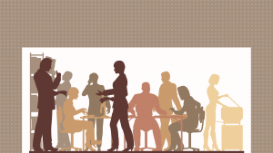 graphic of diverse people in an office space