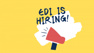 flyer with megaphone - "edi is hiring!"