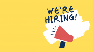 flyer with megaphone - "we're hiring!"
