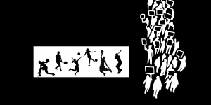 silhouettes of athletes an protestors