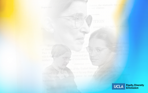 graphic celebrating women's history month (march 2022), featuring photos of rosa parks, ruth bader ginsburg, and susan b. anthony