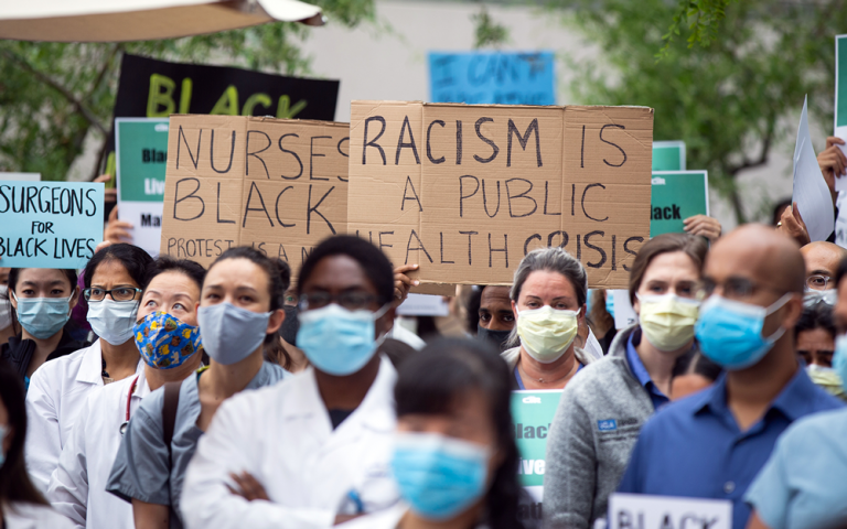 health workers protesing racism