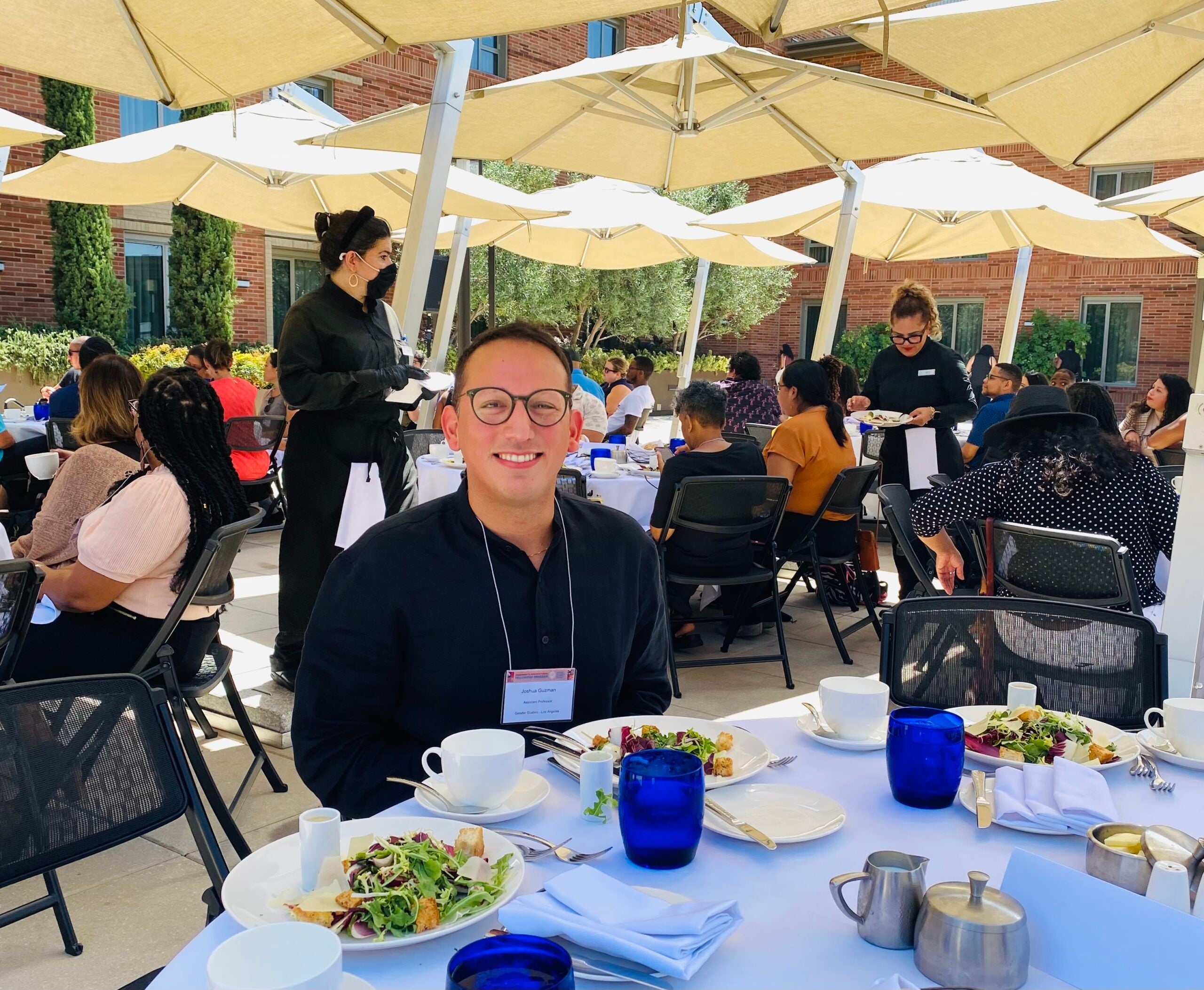 joshua javier guzmán (assistant professor of gender studies, ucla and former ppfp fellow) at the 2022 uc president’s and chancellors’ postdoctoral fellowship program kick-off luncheon for southern california