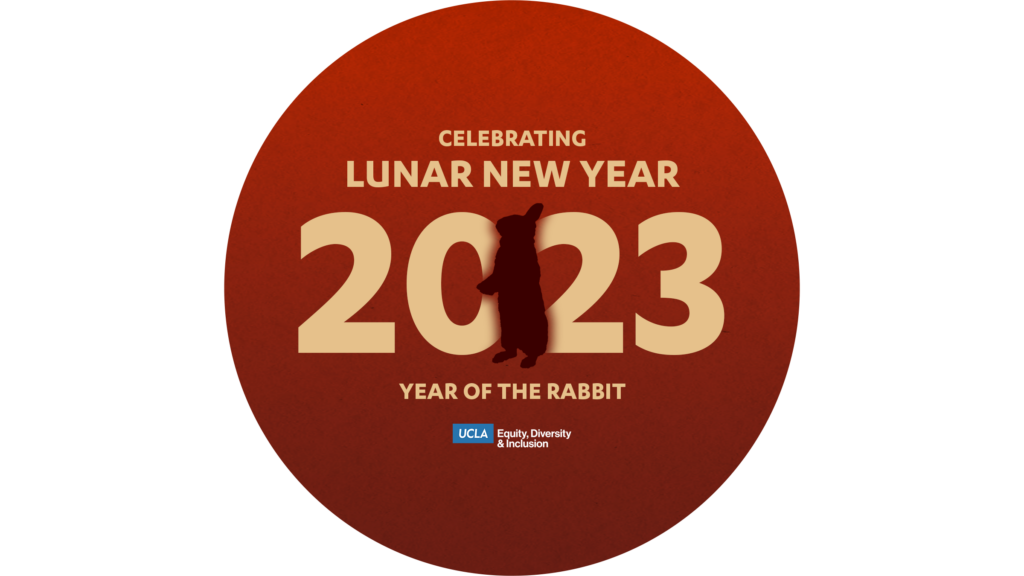celebrating lunar new year 2023 - the year of the rabbit. rabbit shadow in the center of the frame