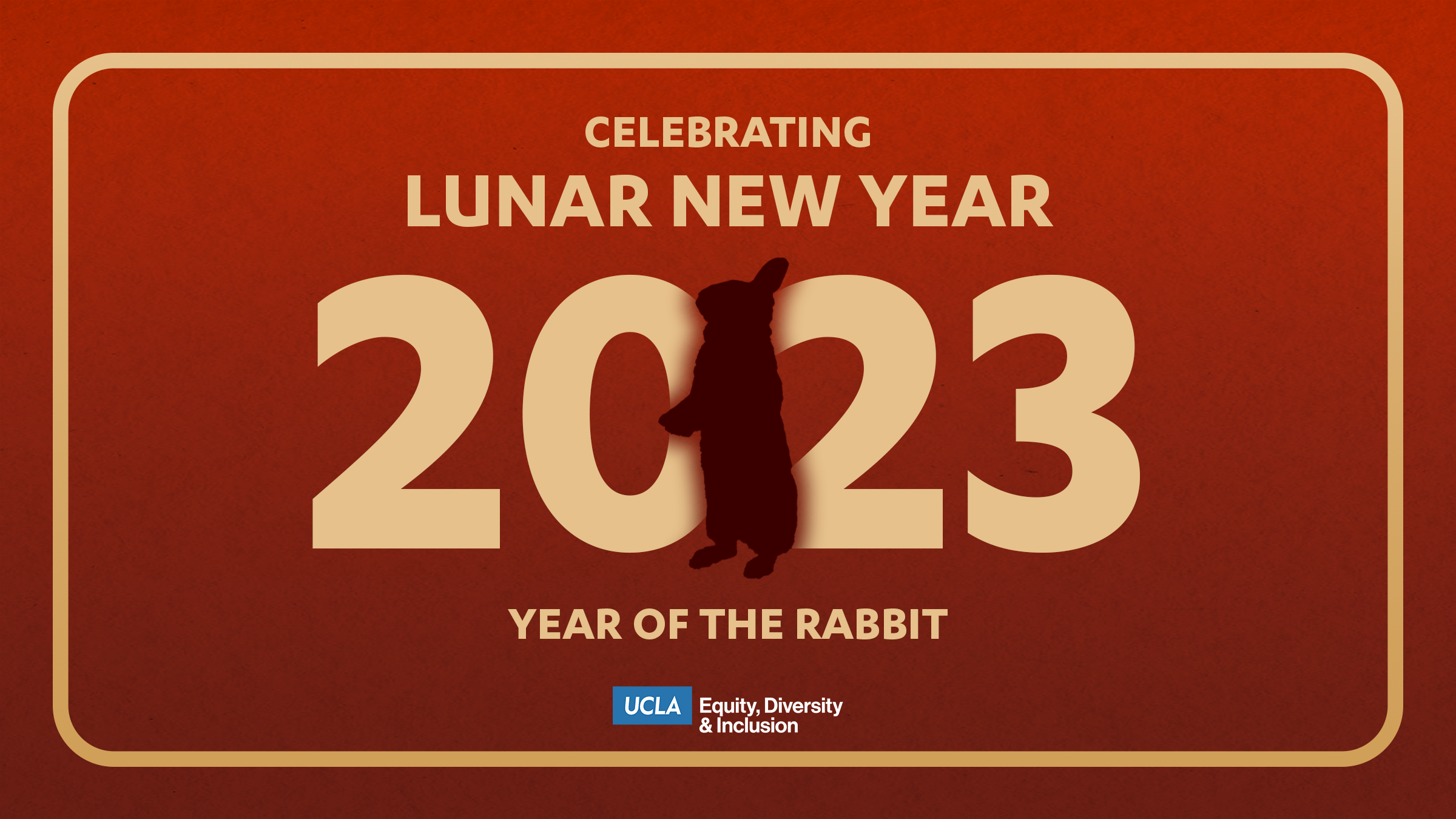 celebrating lunar new year 2023 - the year of the rabbit. rabbit shadow in the center of the frame