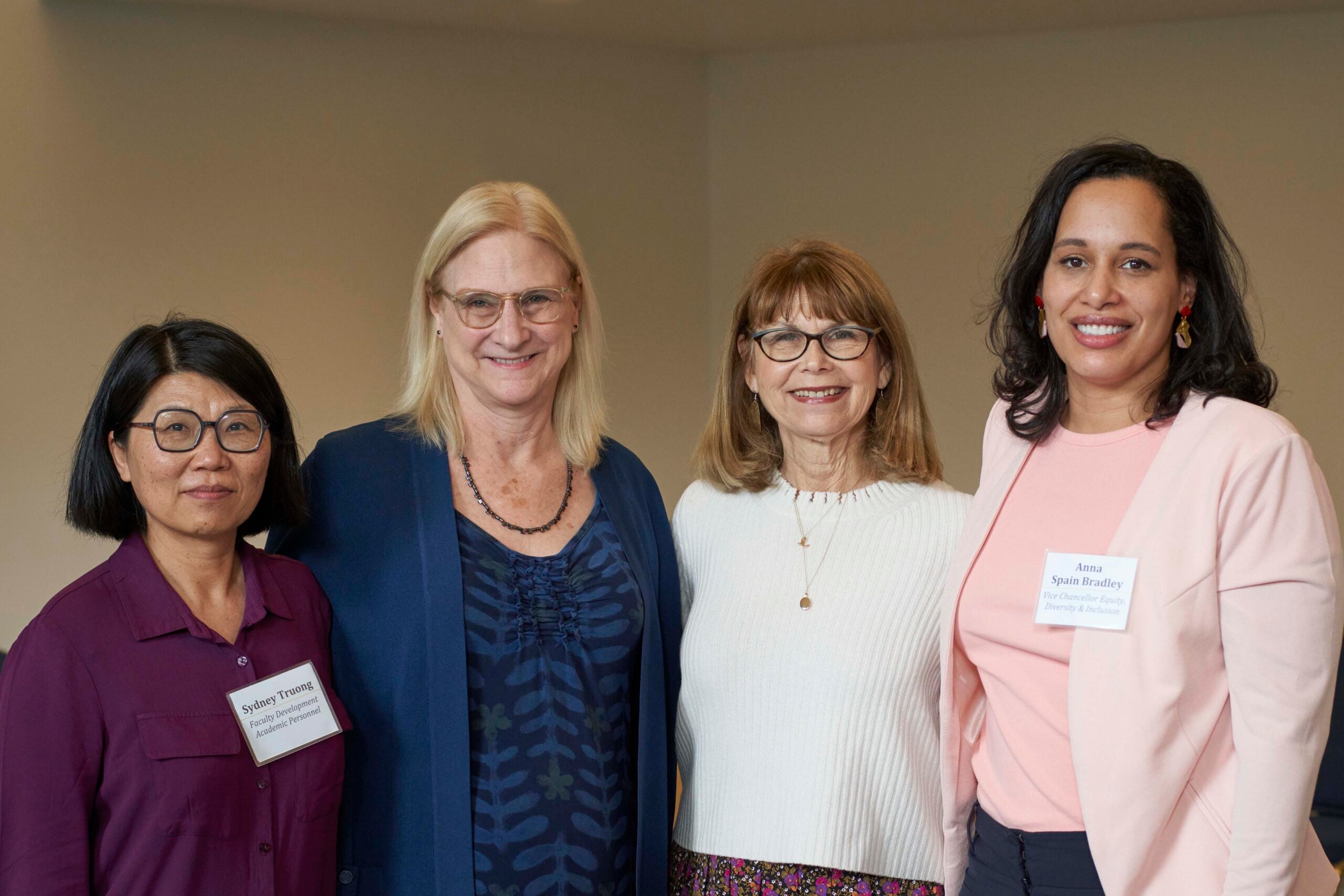 Vice Chancellor for EDI Anna Spain Bradley, Associate Vice Chancellor for Faculty Development Chris Dunkel Schetter, Special Assistant Carole Goldberg, and Administrative Analyst Sydney Truong