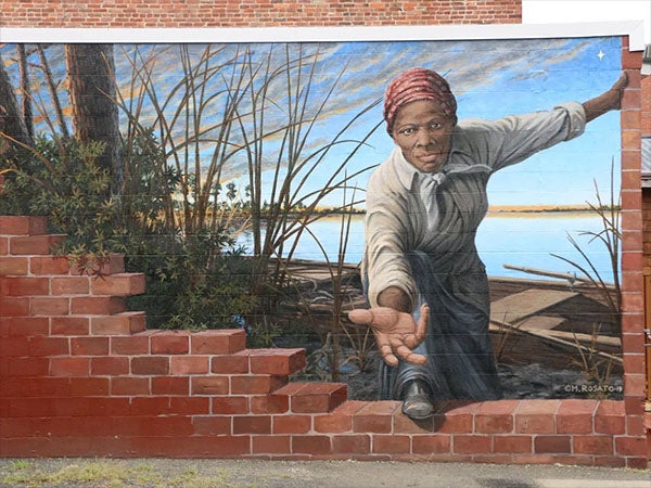 Mural of Harriet Tubman by Michael Rosato at the Harriet Tubman Museum in Cambridge, Maryland