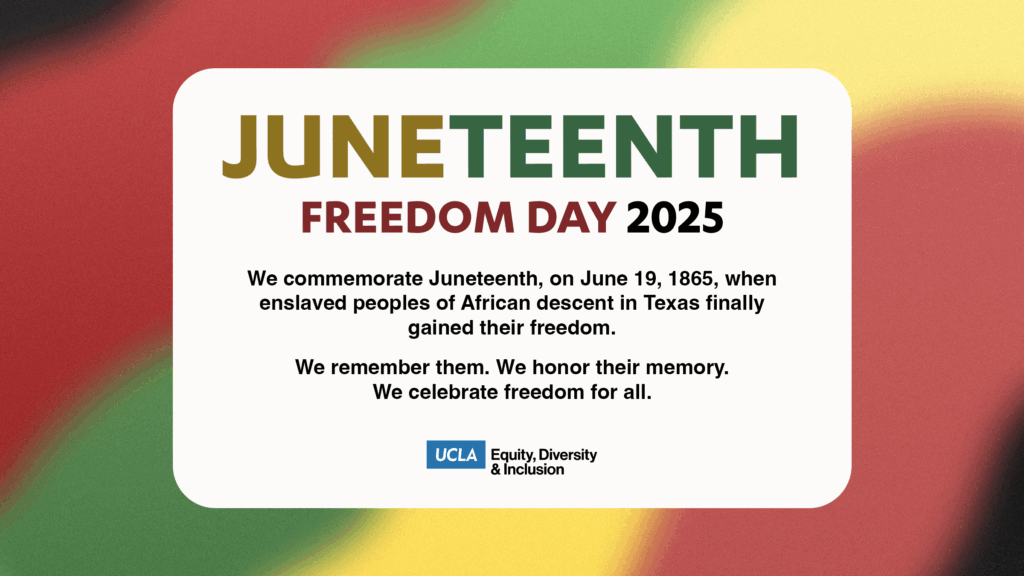 graphic commemorating juneteenth freedom day 2025. we commemorate juneteenth, on june 19, 1865, when enslaved peoples of african descent in texas finally gained their freedom. we remember them. we honor their memory. we celebrate freedom for all.